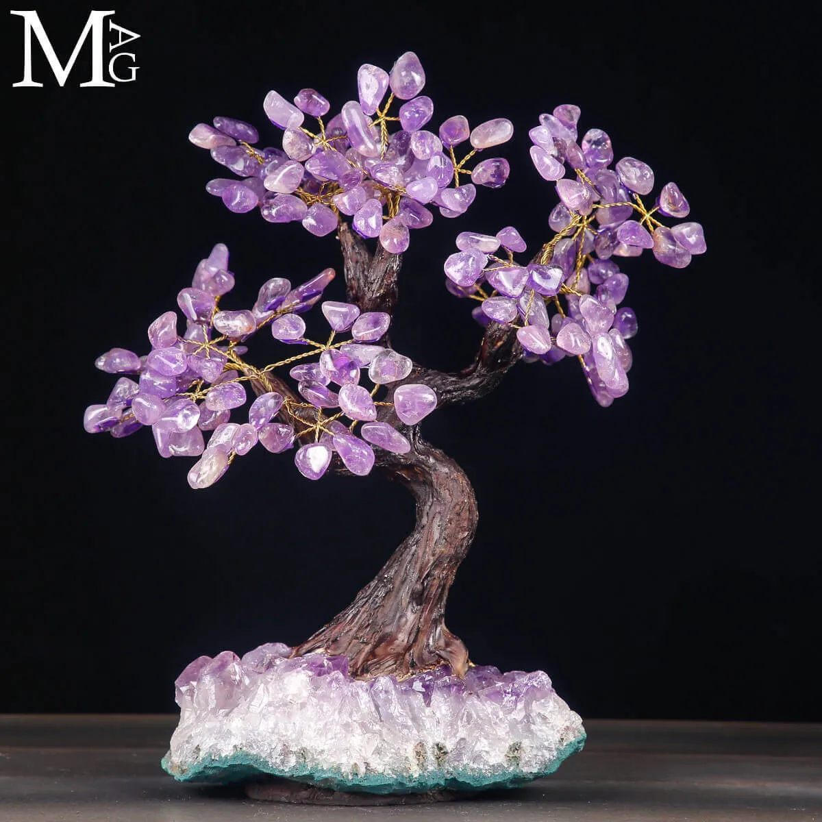 Albero della Vita con foglie in ametista – cristalli naturali.