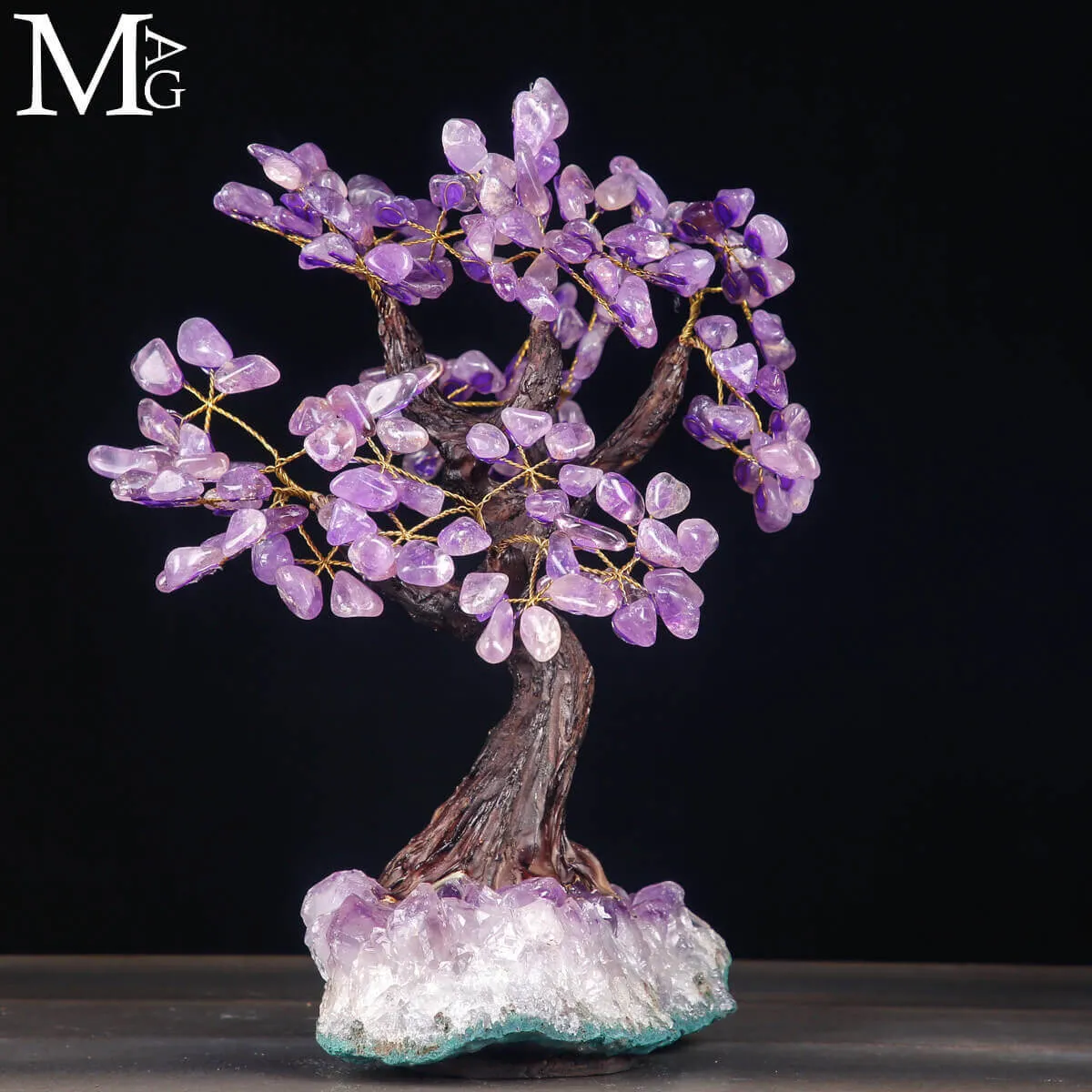 Albero della Vita con foglie in ametista – cristalli naturali.