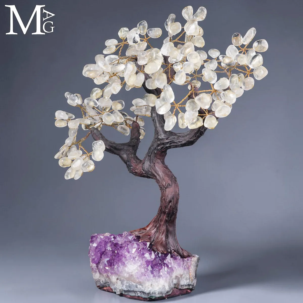 Albero Bonsai in Quarzo su Drusa di Ametista.