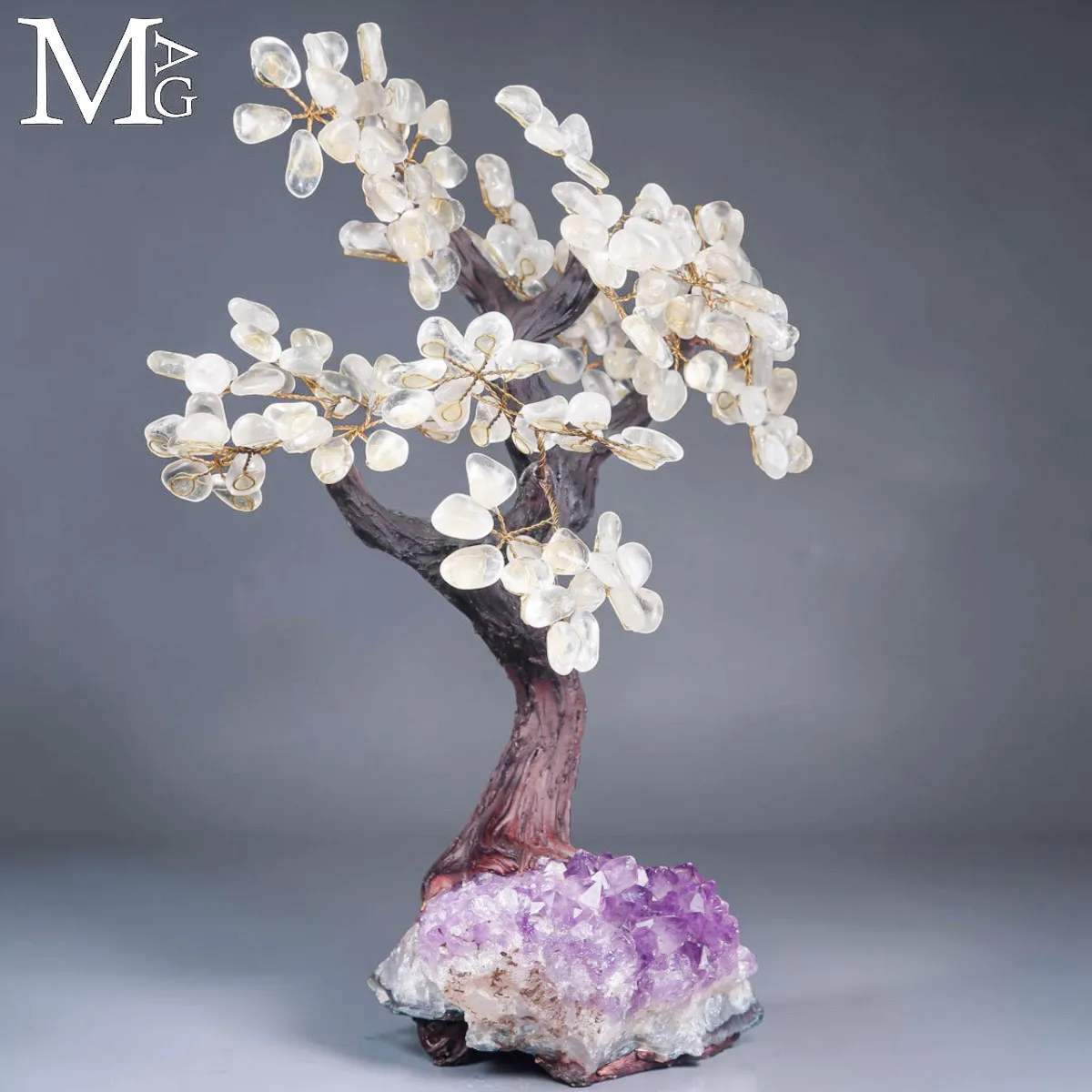 Albero Bonsai in Quarzo su Drusa di Ametista.