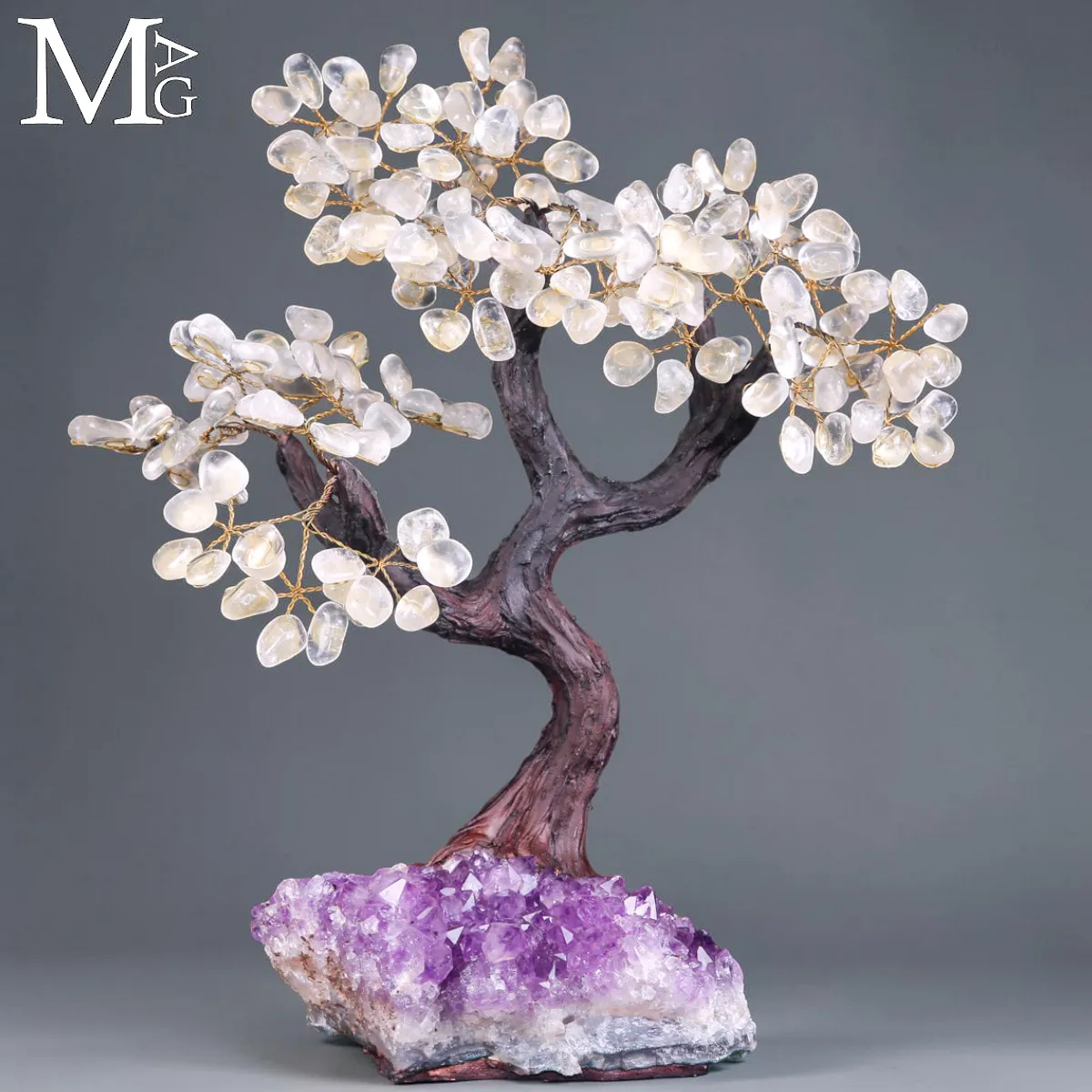 Albero Bonsai in Quarzo su Drusa di Ametista.