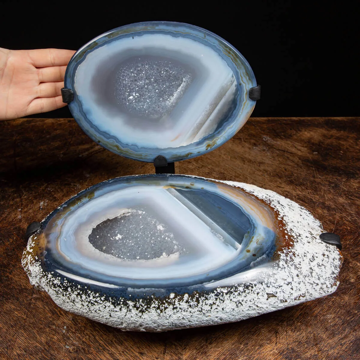 Geode Agata Sezionata Su Base