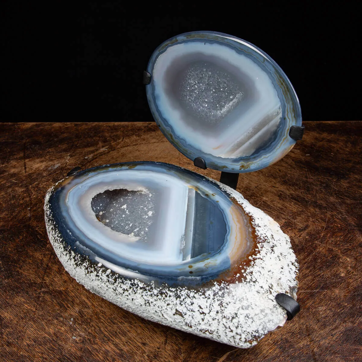 Geode Agata Sezionata Su Base