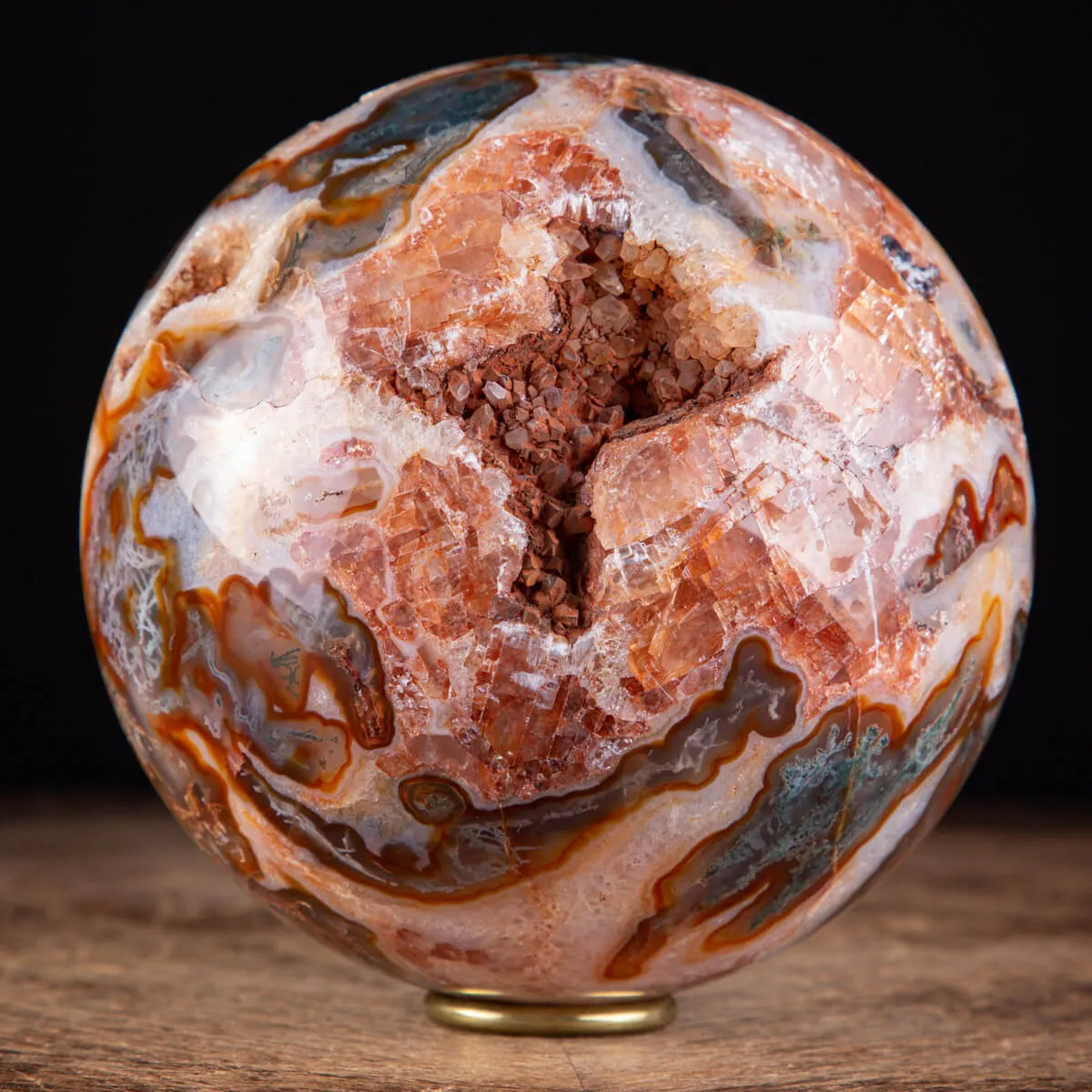 Rara Sfera di Agata Muschiata rossa