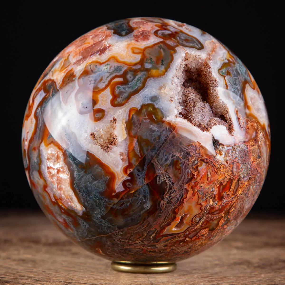Rara Sfera di Agata Muschiata rossa