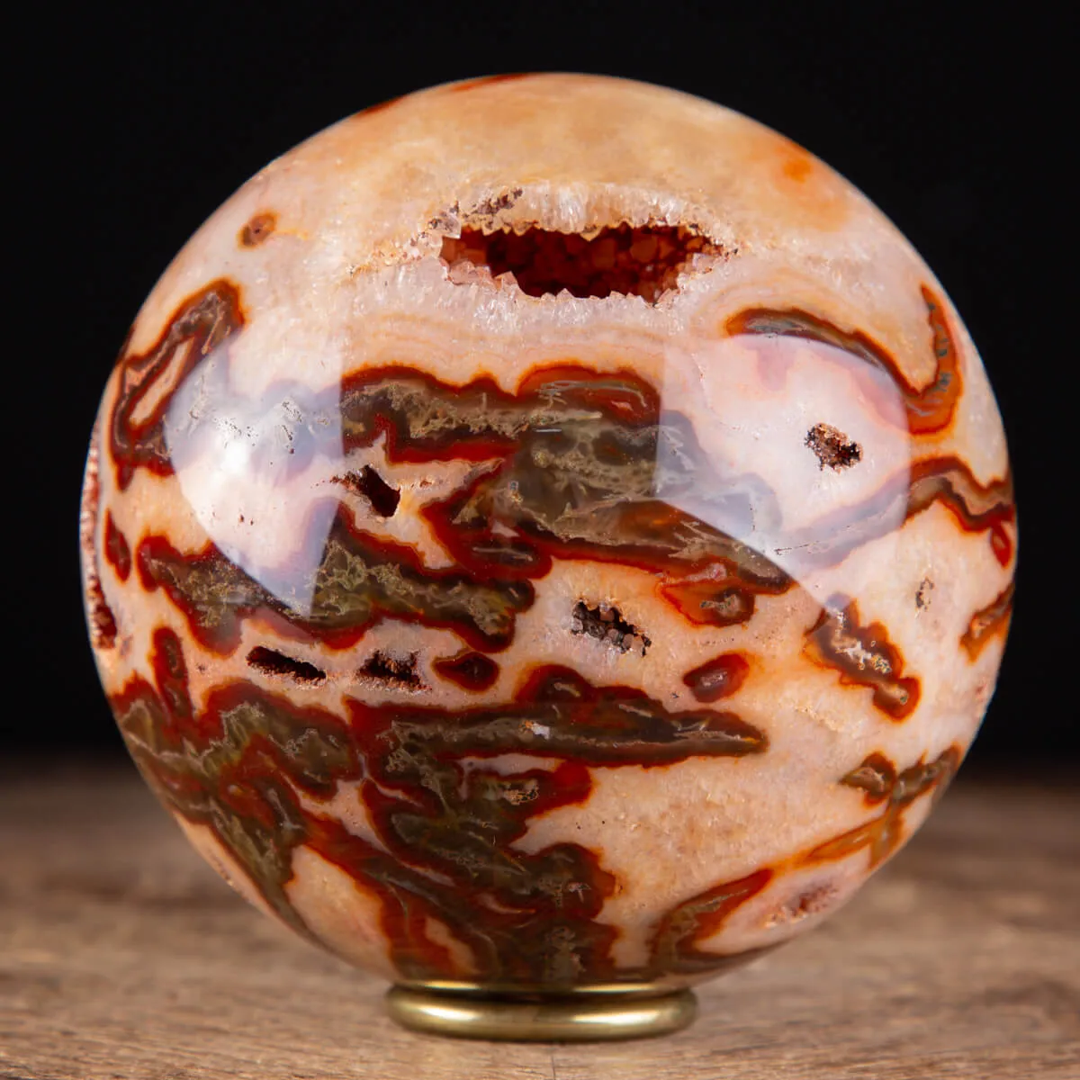 Rara Sfera di Agata Muschiata rossa