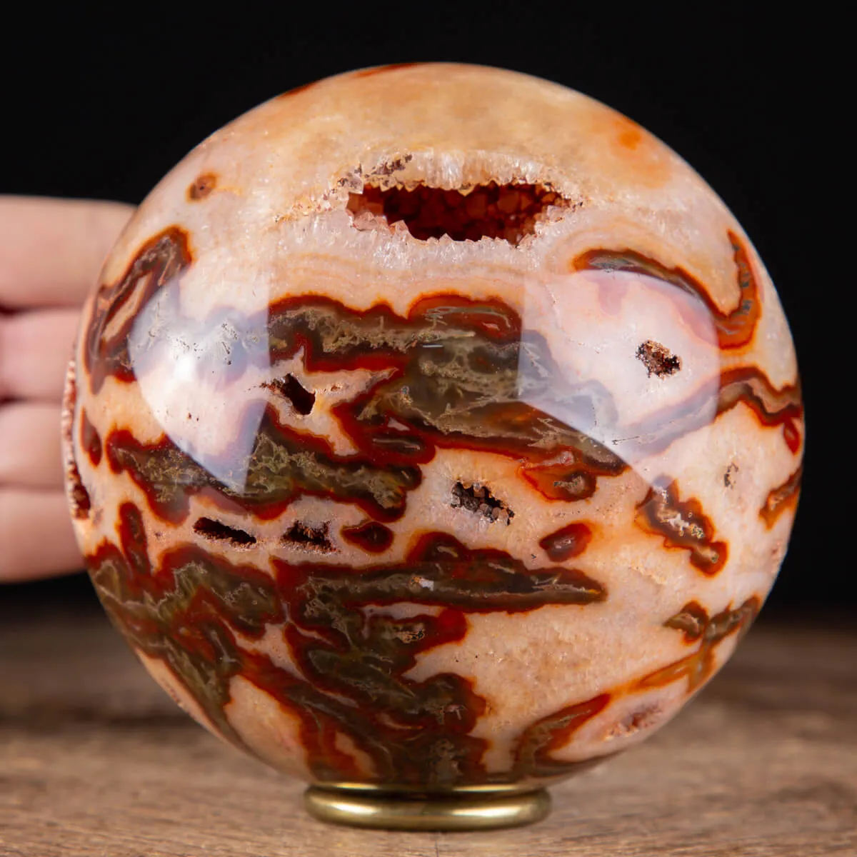 Rara Sfera di Agata Muschiata rossa
