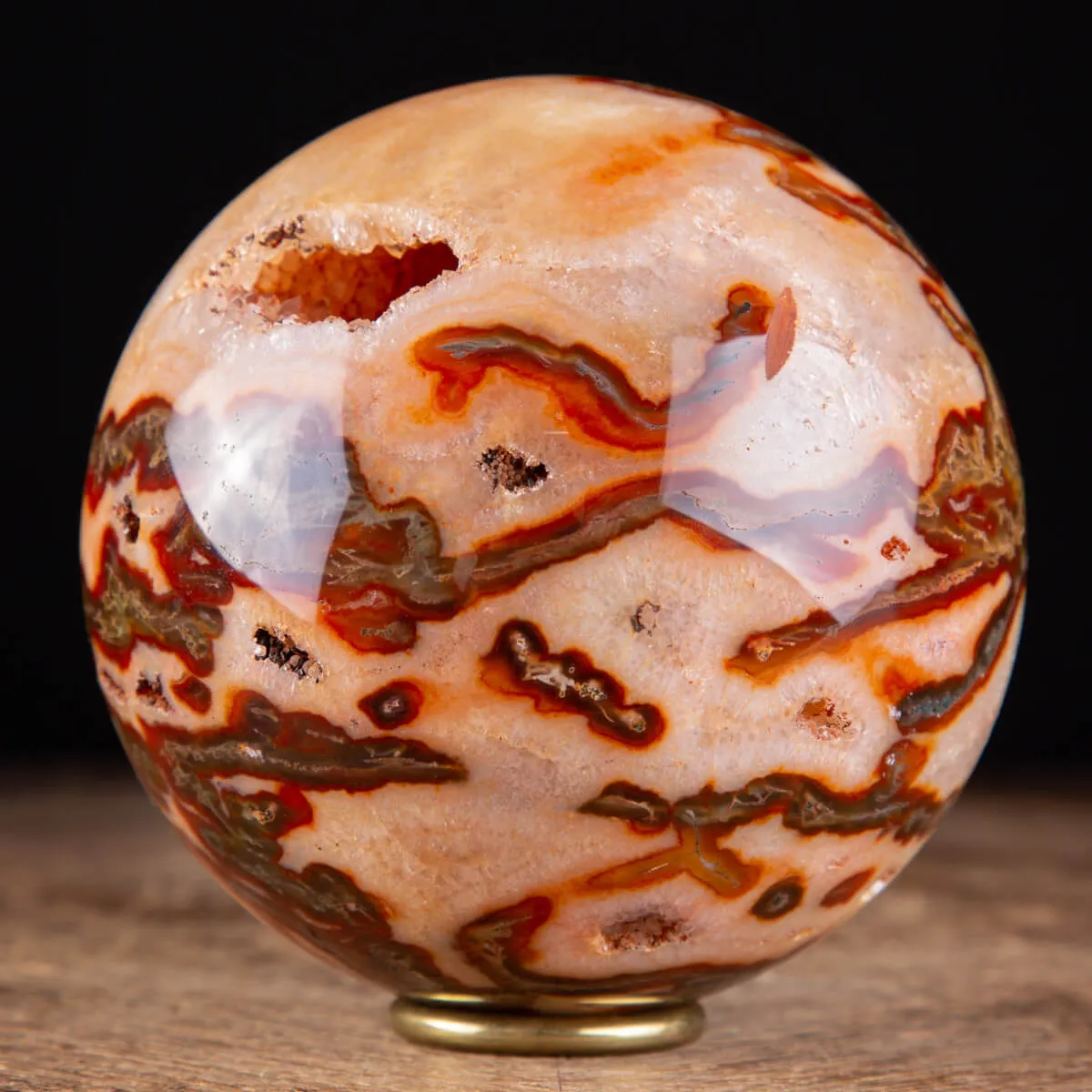 Rara Sfera di Agata Muschiata rossa