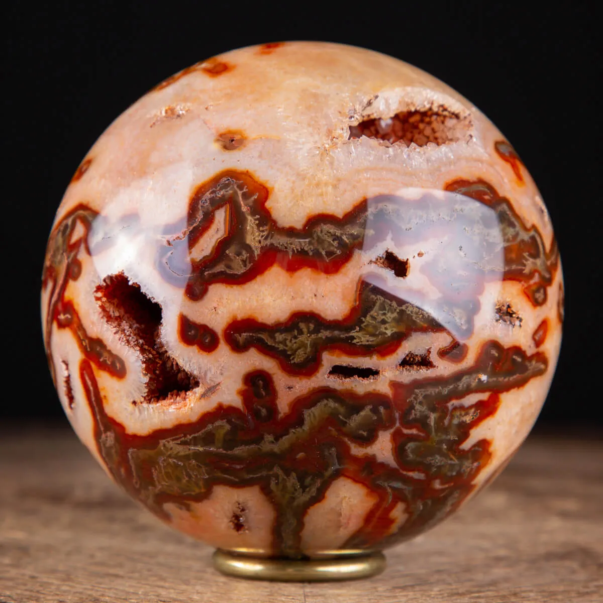 Rara Sfera di Agata Muschiata rossa