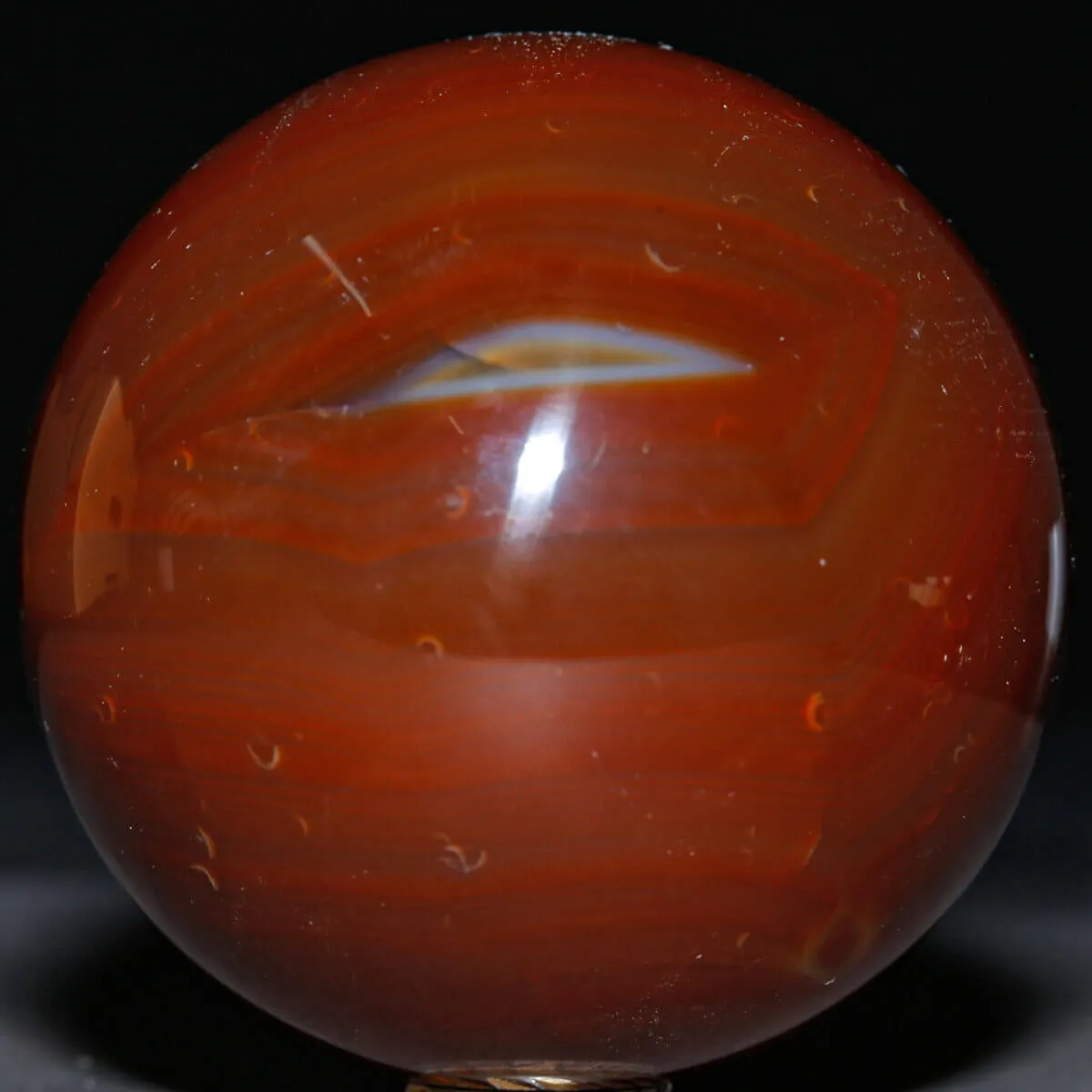 Sfera in Agata Naturale Tinta – Rosso Fuoco.
