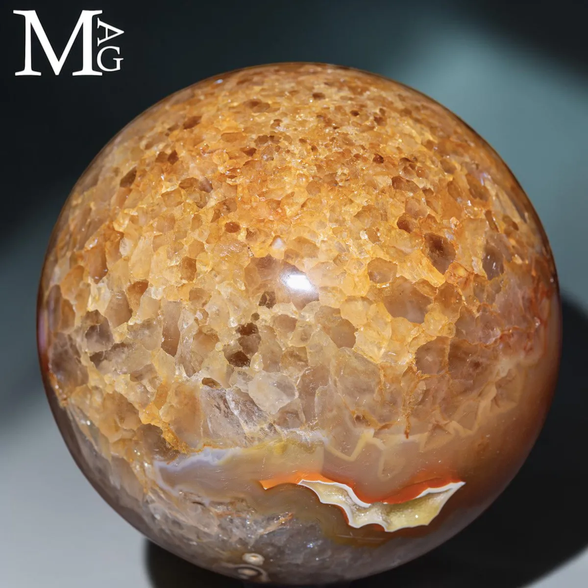 Sfera in Agata e Quarzo Ferruginoso – Geode Naturale.