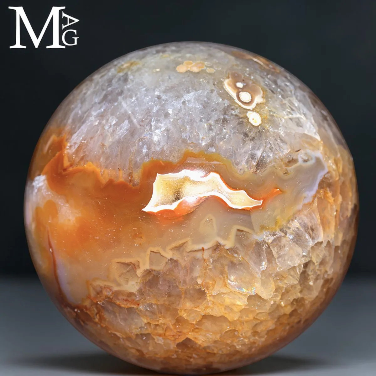 Sfera in Agata e Quarzo Ferruginoso – Geode Naturale.