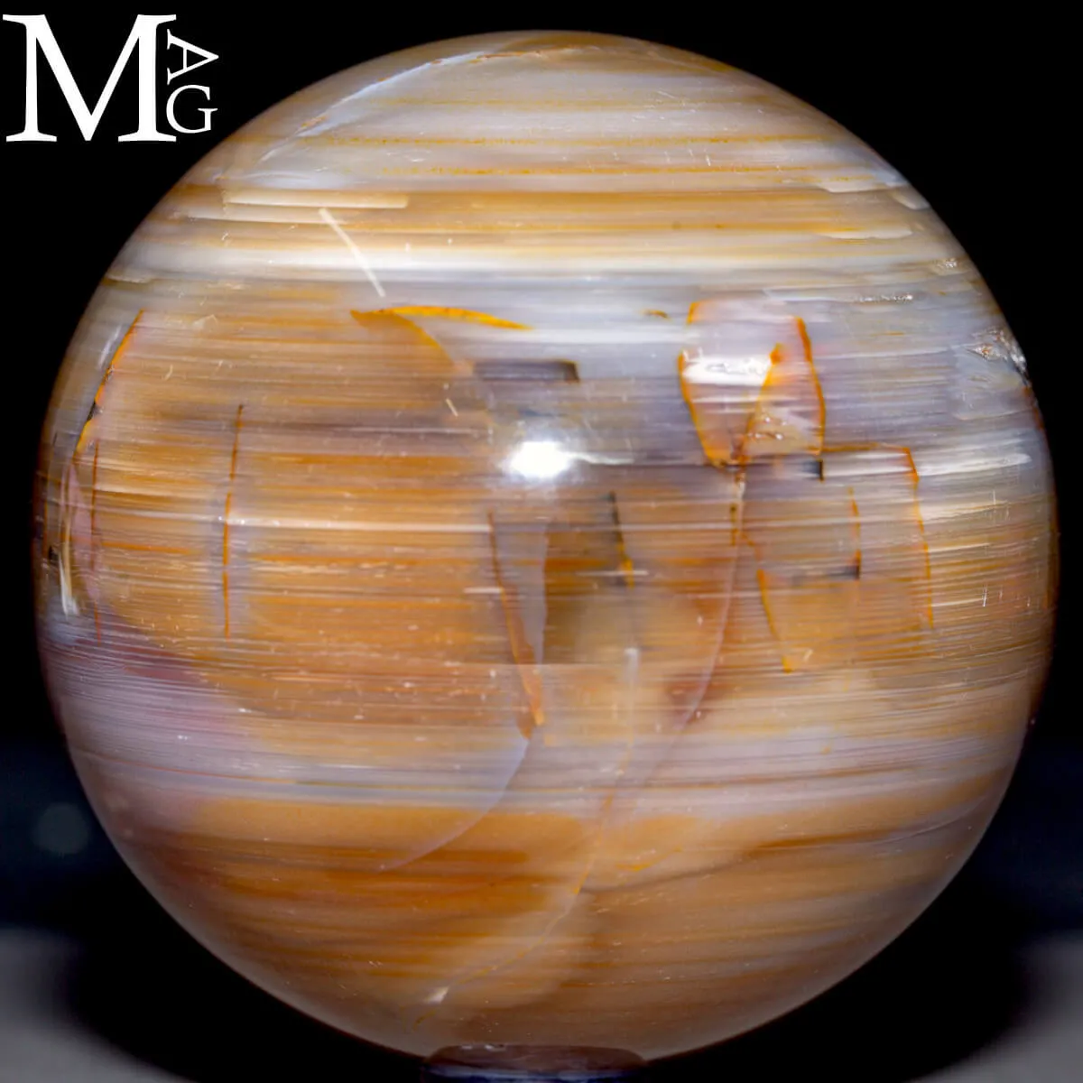 Sfera in Agata Naturale – Toni Miele, Lilla e Trame Irregolari