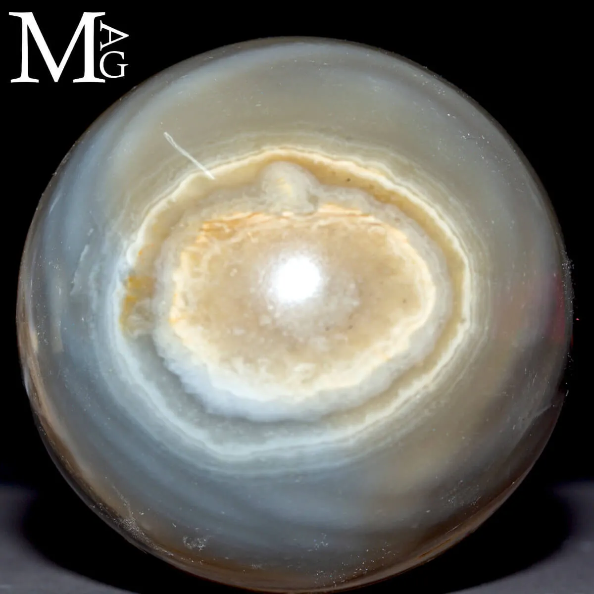 Sfera in Agata Naturale – Toni Grigi, Crema e Striature Terrose