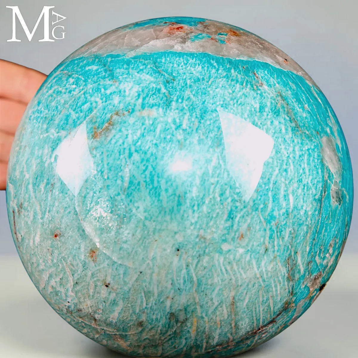 Sfera in Amazzonite con Quarzo Fumé - Madagascar