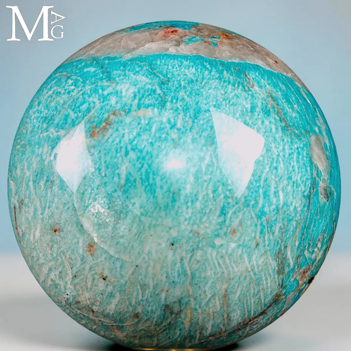 Sfera in Amazzonite con Quarzo Fumé - Madagascar