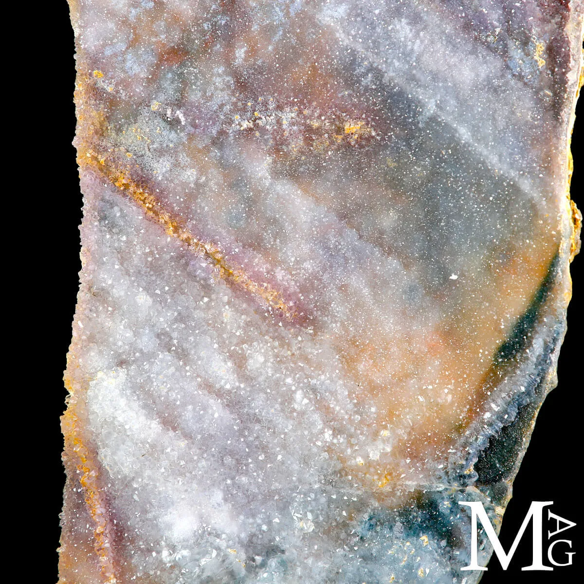 Particolare Lastra di Geode in Ametista su Base Metallica