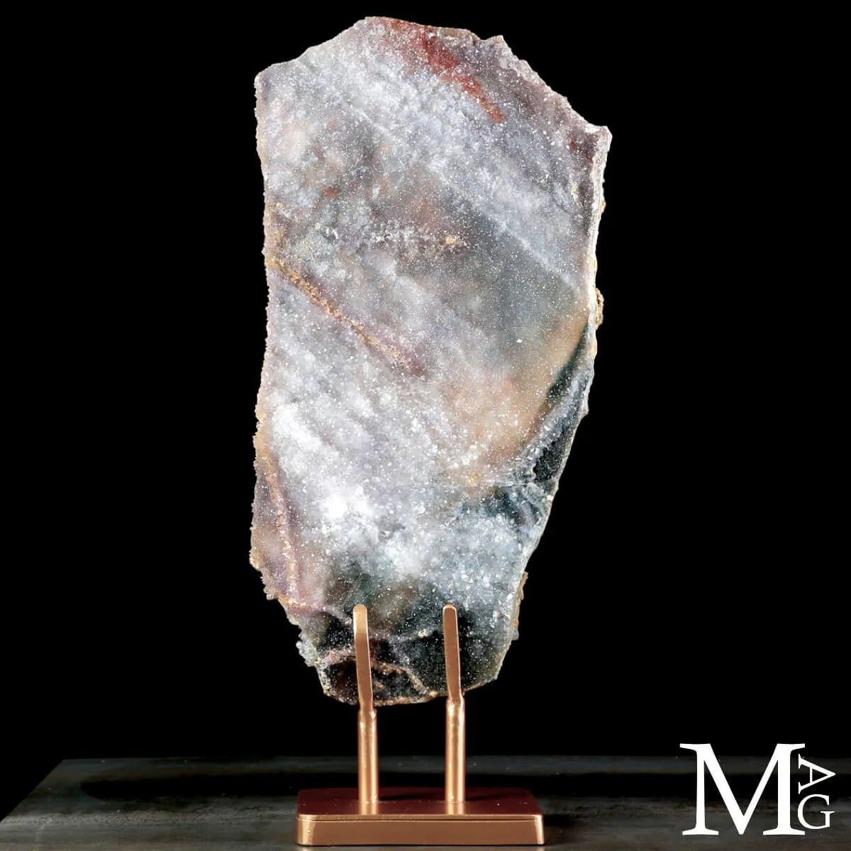 Particolare Lastra di Geode in Ametista su Base Metallica