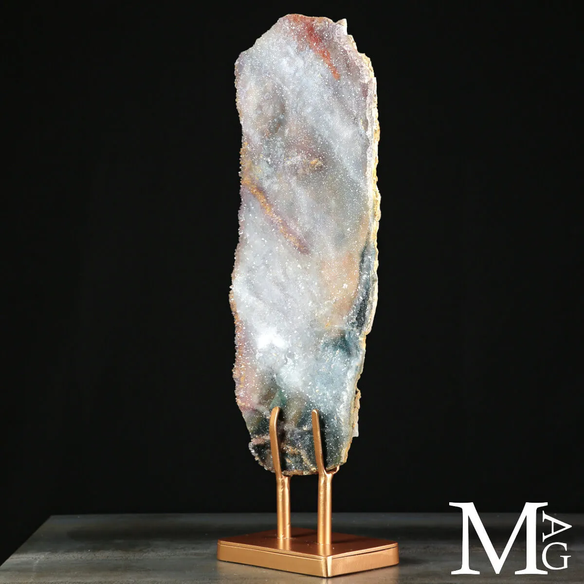 Particolare Lastra di Geode in Ametista su Base Metallica