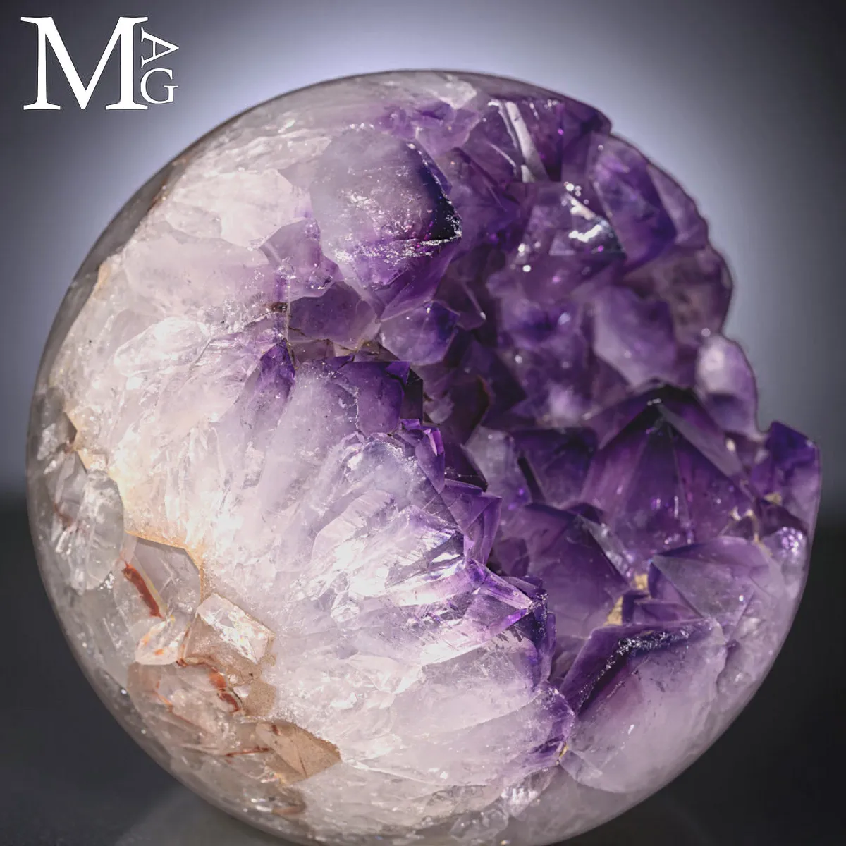 Sfera in Ametista da Geode – Struttura Cristallina.