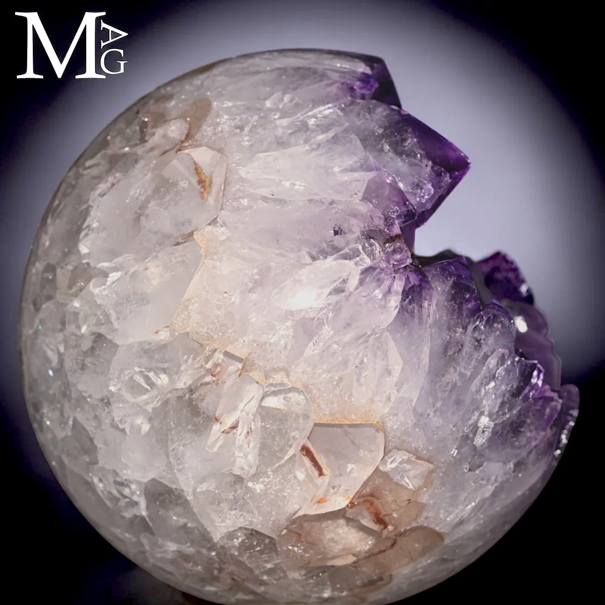 Sfera in Ametista da Geode – Struttura Cristallina.