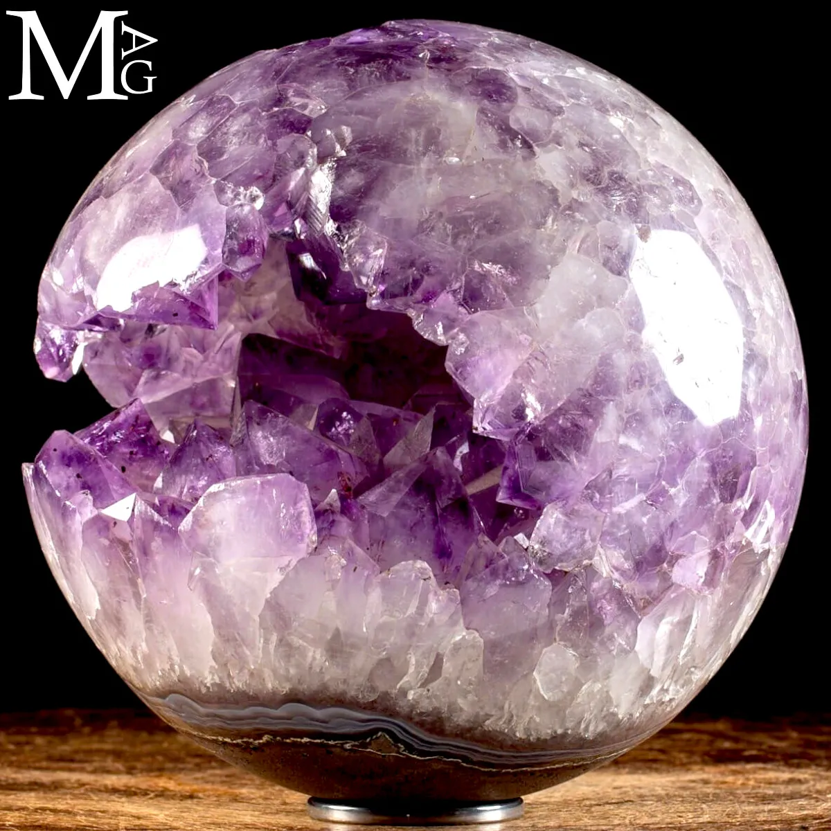 Grande Sfera di Ametista Naturale – Con Geode a Cristalli Viola Profondi