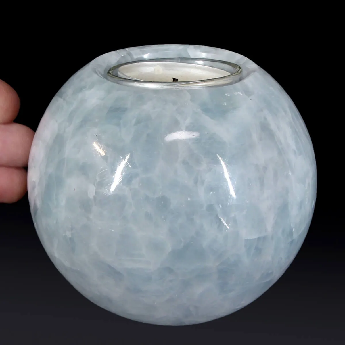 Sfera in Calcedonio con candela