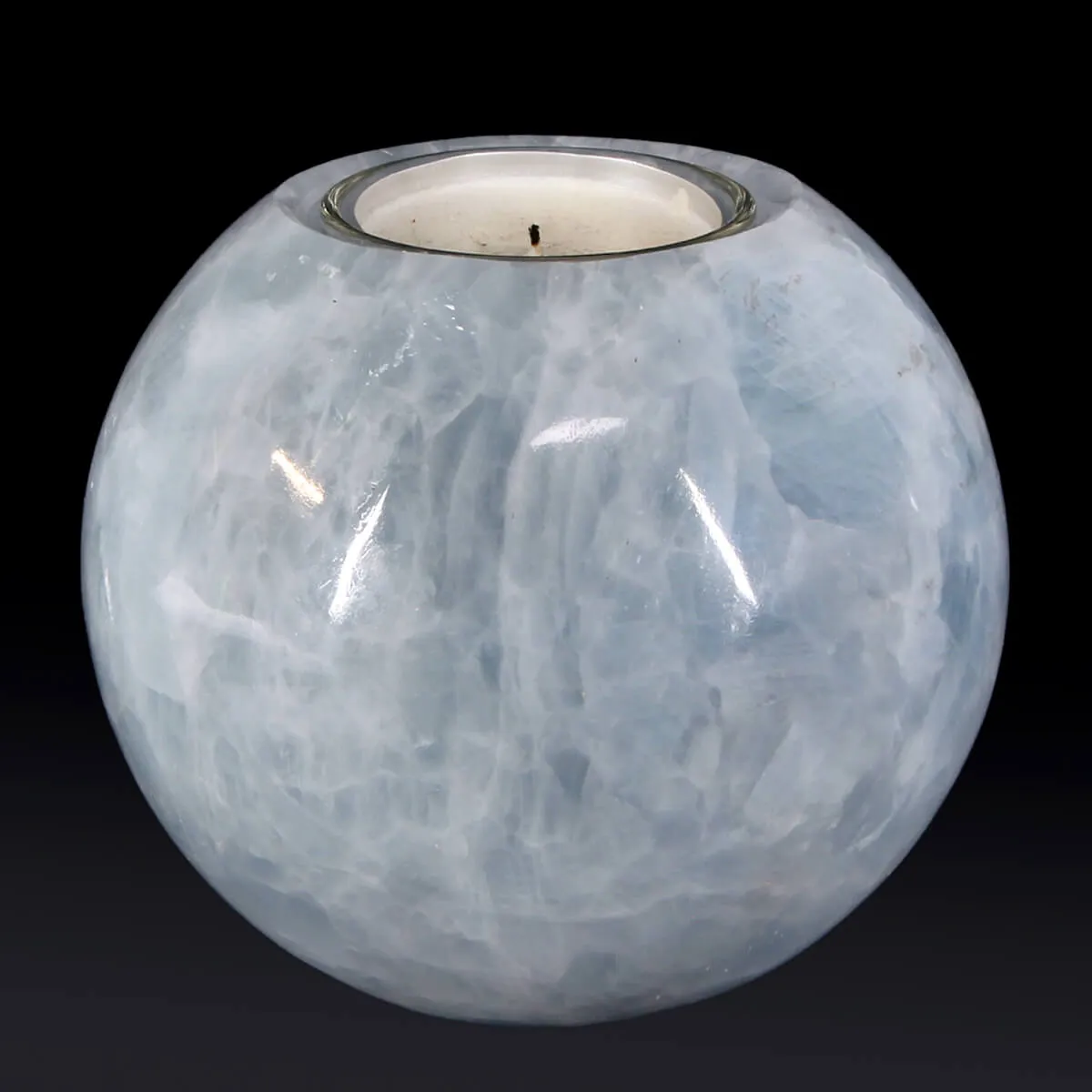 Sfera in Calcedonio con candela