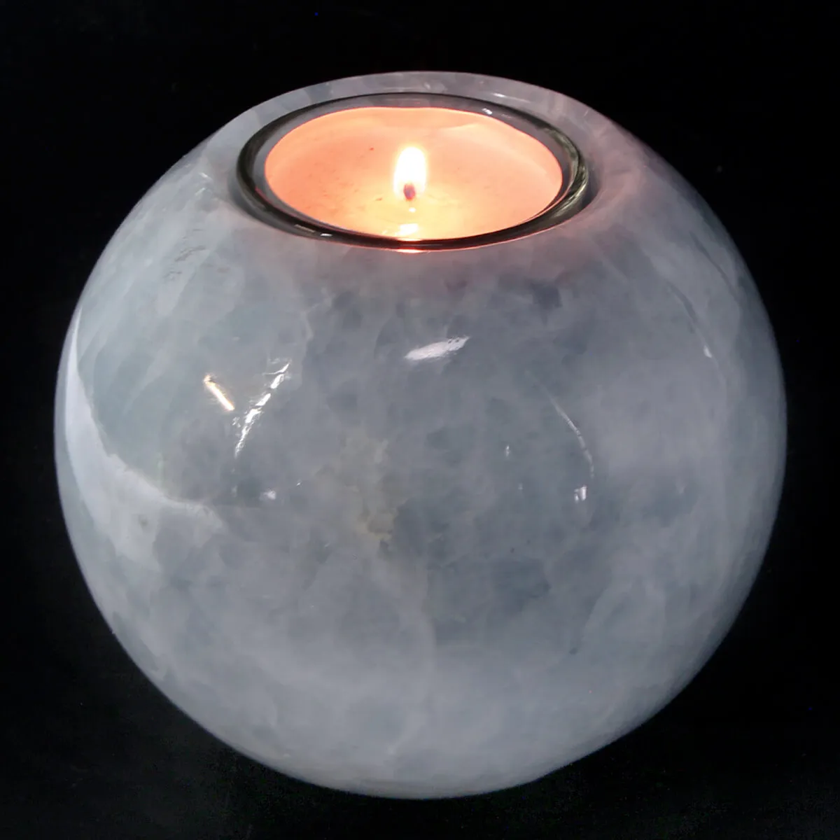 Sfera in Calcedonio con candela
