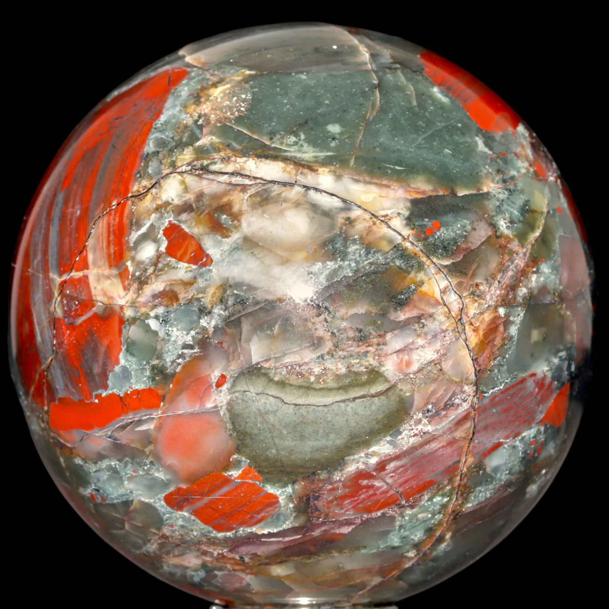 Sfera di Diaspro Sangue di Drago – Connessione con la Natura.