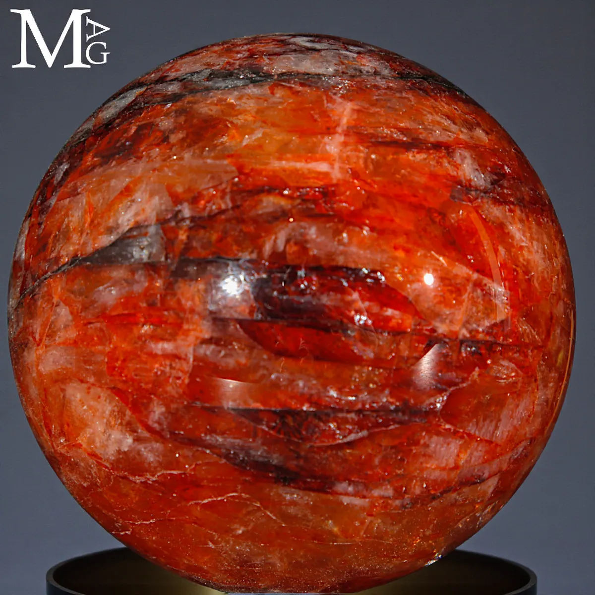 Sfera in Quarzo Ematoide Rosso – Inclusioni Stratificate