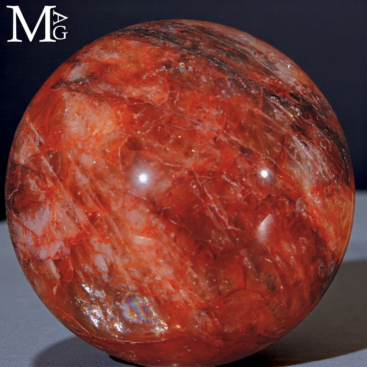 Sfera in Quarzo Ematoide Rosso – Inclusioni Stratificate