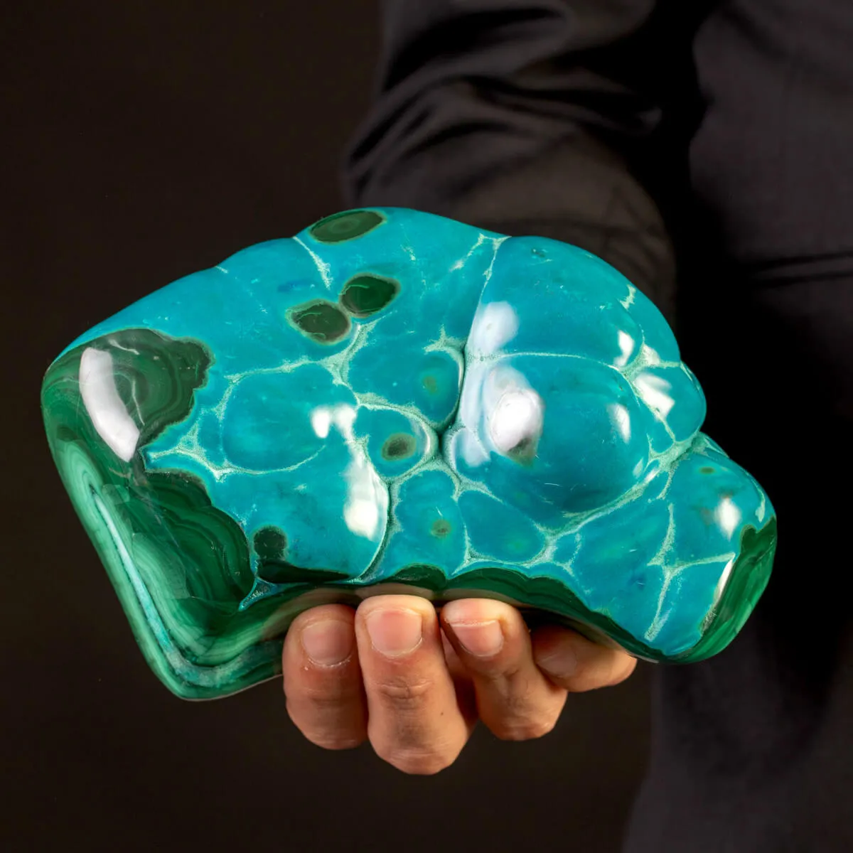 Crisocolla su Malachite – Campione Botroidale dal Congo