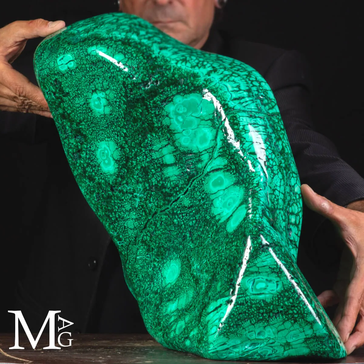 Maestoso Blocco di Malachite - Prima Scelta.
