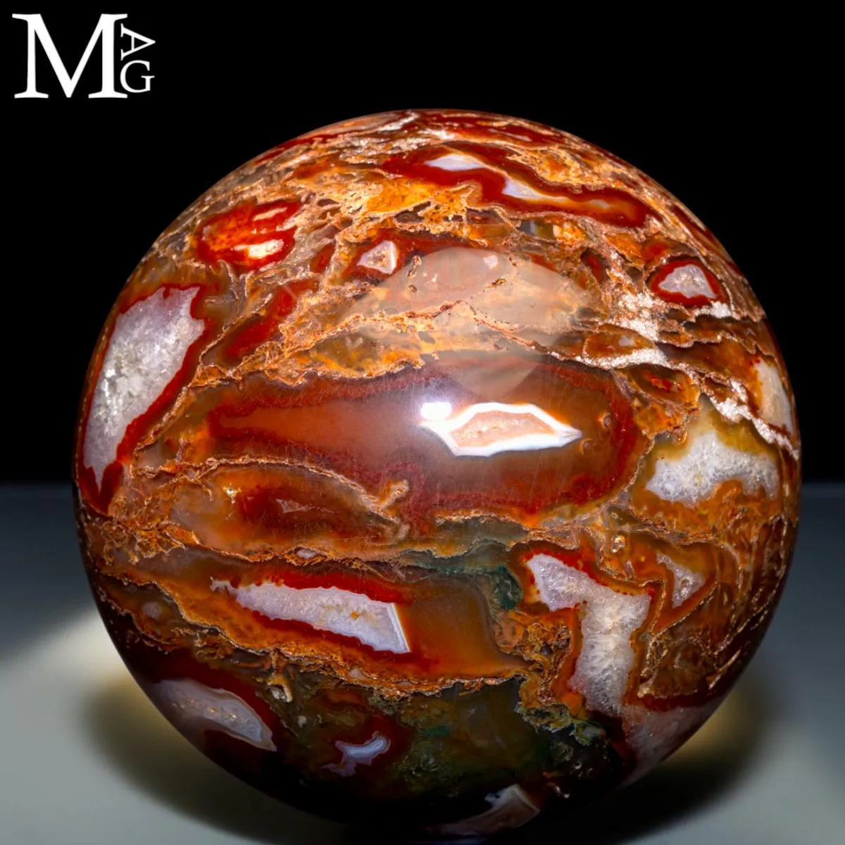 Sfera in Agata Muschiata Rossa.