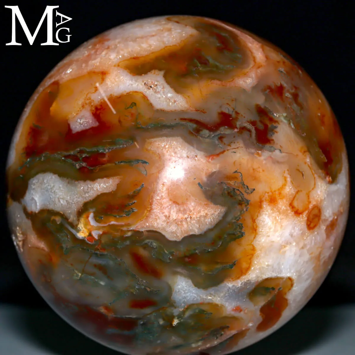 Sfera in Agata Muschiata Rossa e Verde – Speciale