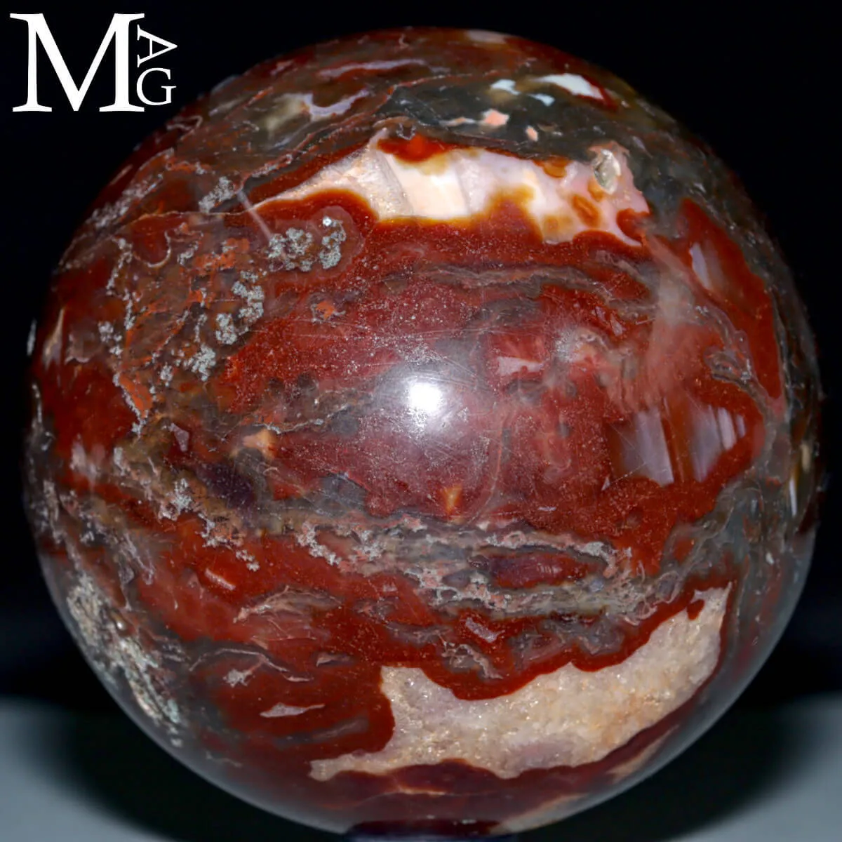 Sfera in Agata Muschiata Rosso-Verde – Madagascar