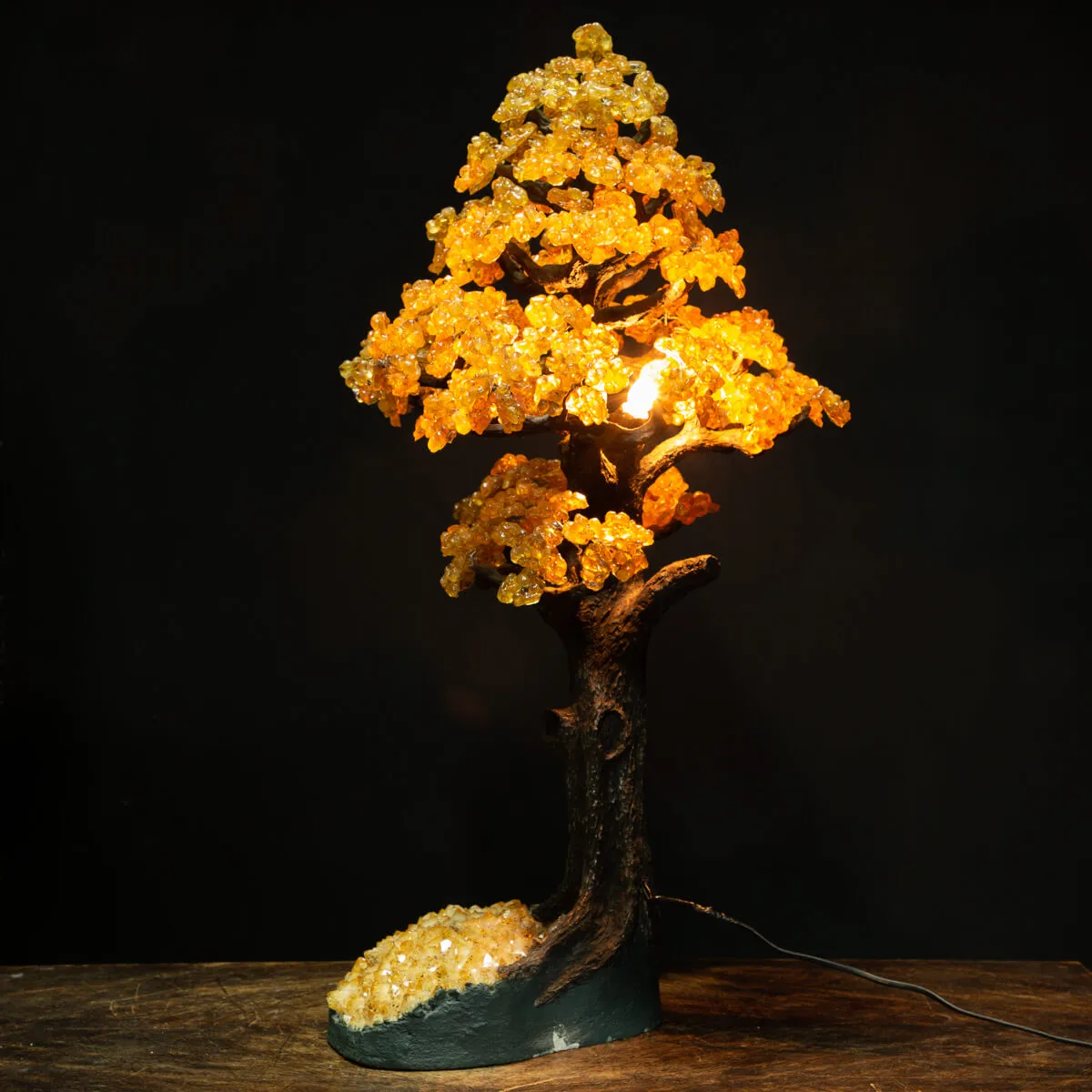 Albero Bonsai Lampada Quarzo Citrino