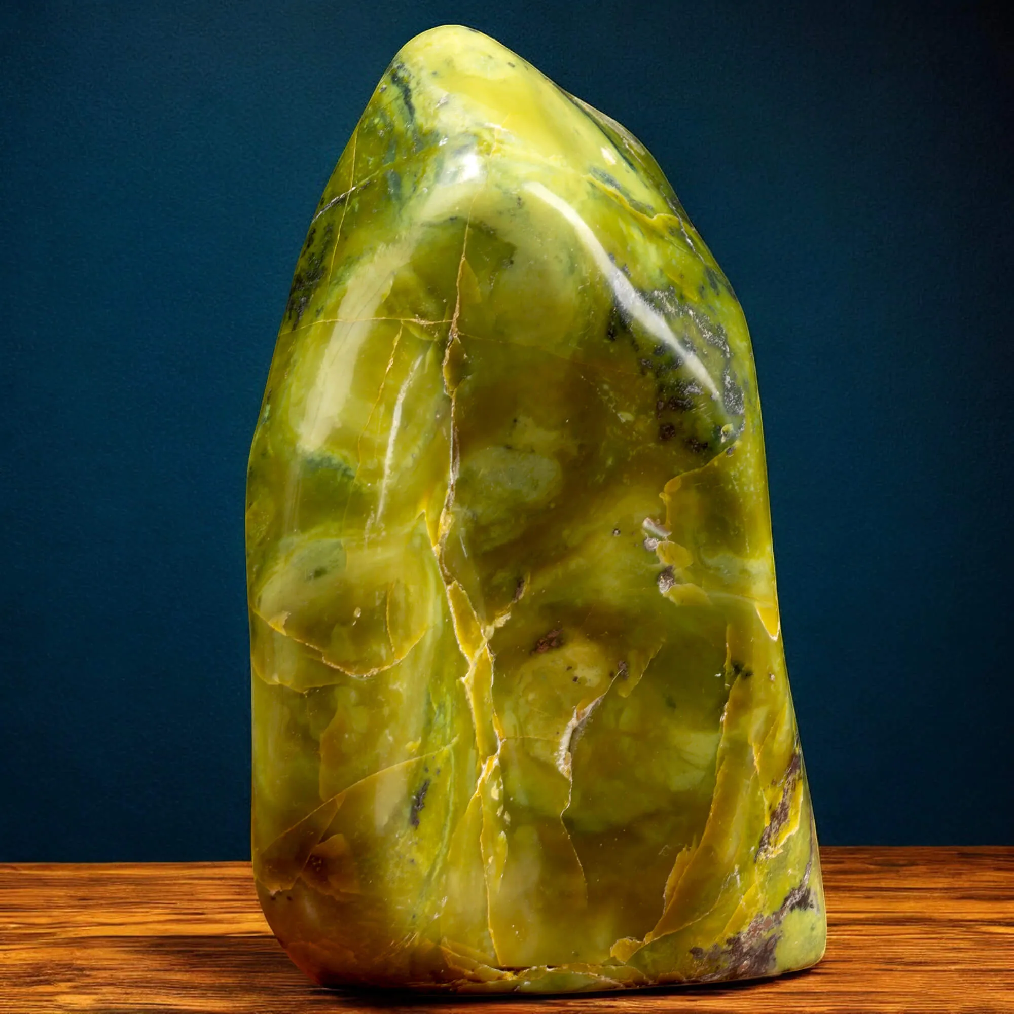 Serpentino del Perù con Pirite – Sasso Naturale Lucido.