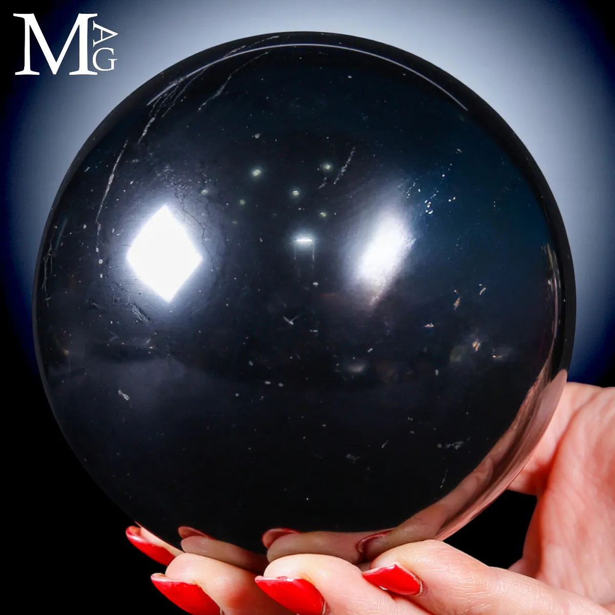 Sfera di Shungite Naturale – Energia primordiale del carbonio antico.