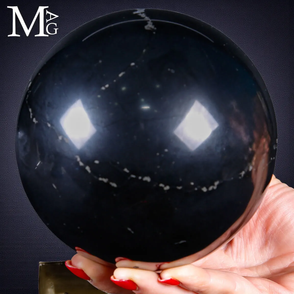 Sfera di Shungite 120 mm – Materia Antica e Scudo Naturale di Carbonio