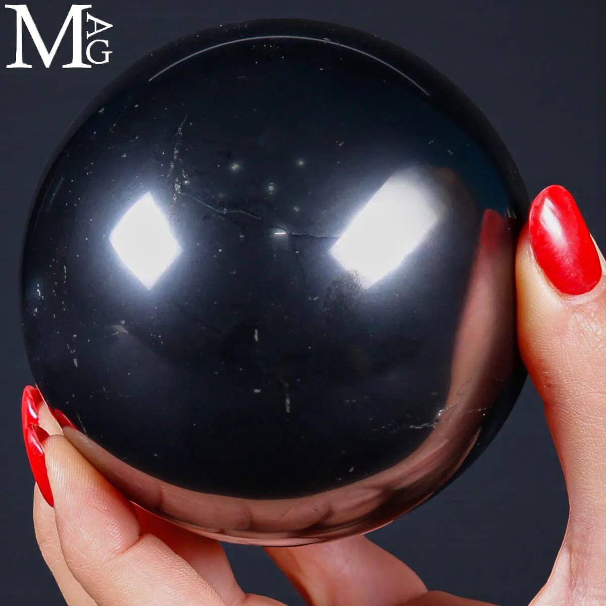 Sfera di Shungite 85 mm – Scudo Nero della Carelia