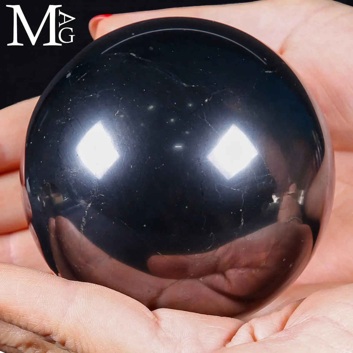 Sfera di Shungite 85 mm – Scudo Nero della Carelia
