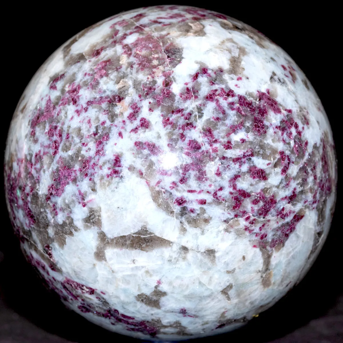 Sfera in Quarzo con Tormalina Rosa e Lepidolite.