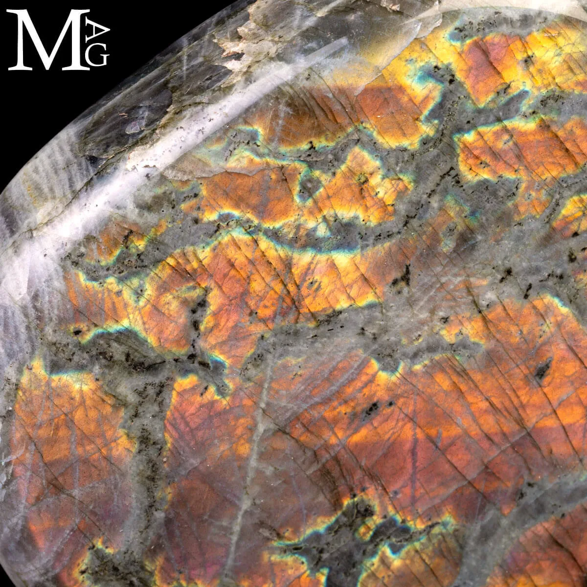 Labradorite Red Orange Flash.