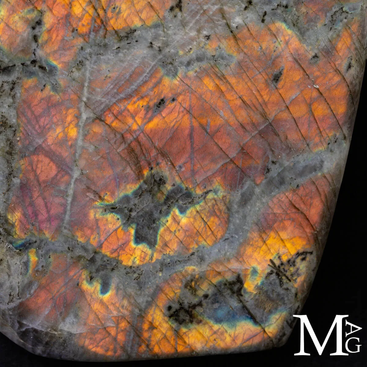 Labradorite Red Orange Flash.