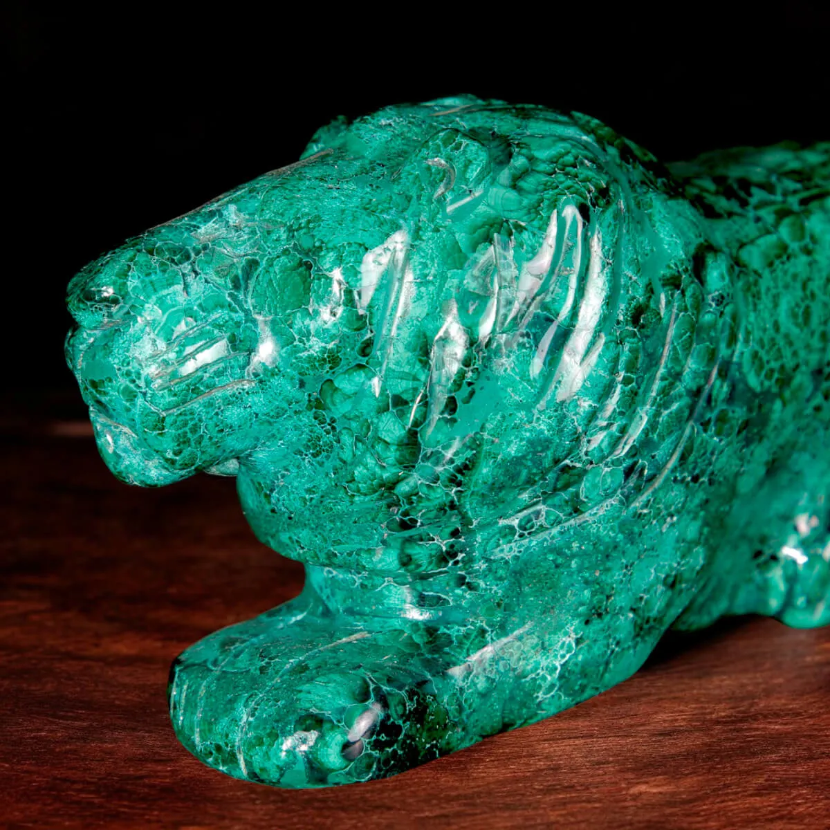 Leone in Malachite Naturale.