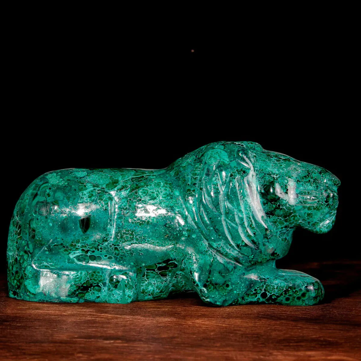 Leone in Malachite Naturale.