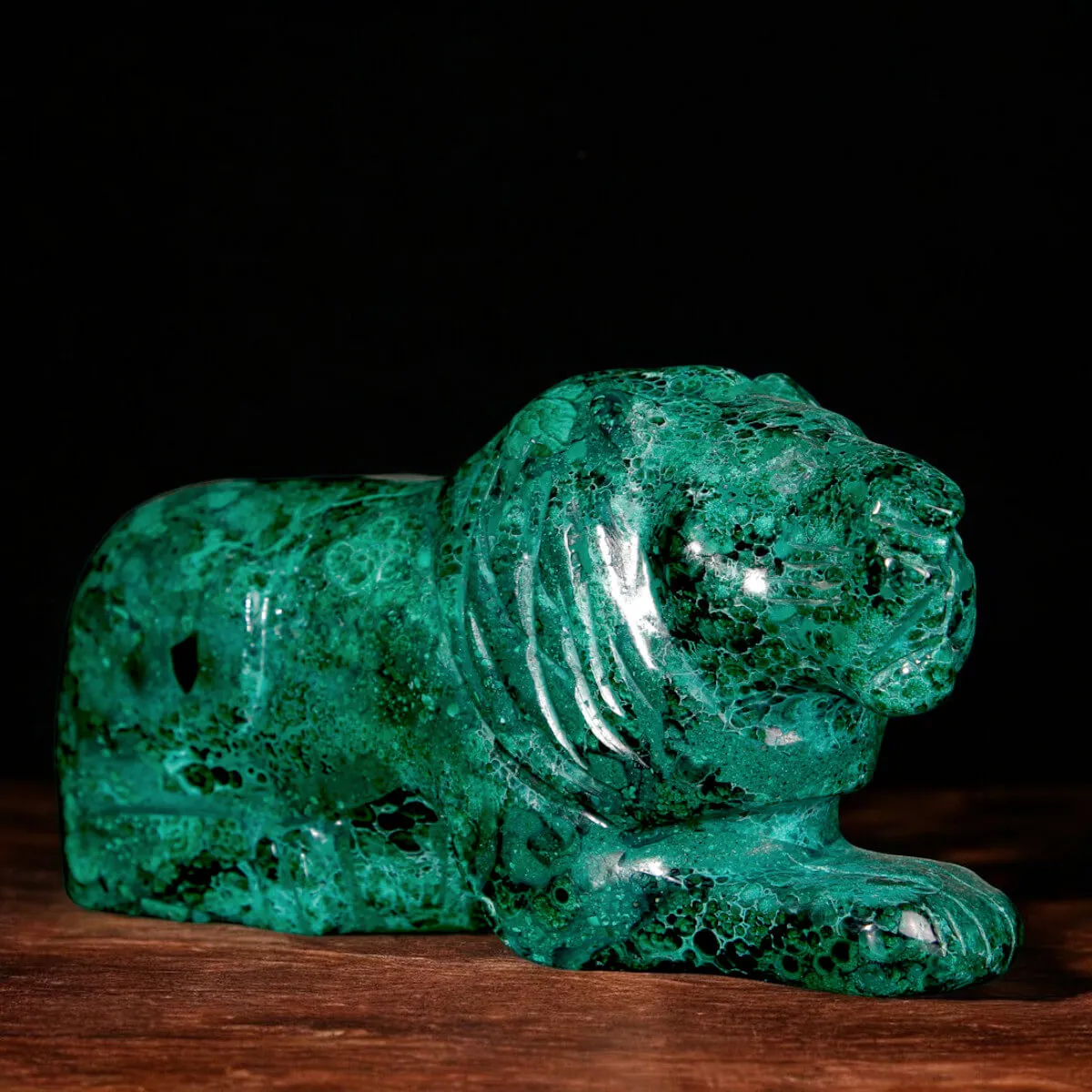 Leone in Malachite Naturale.