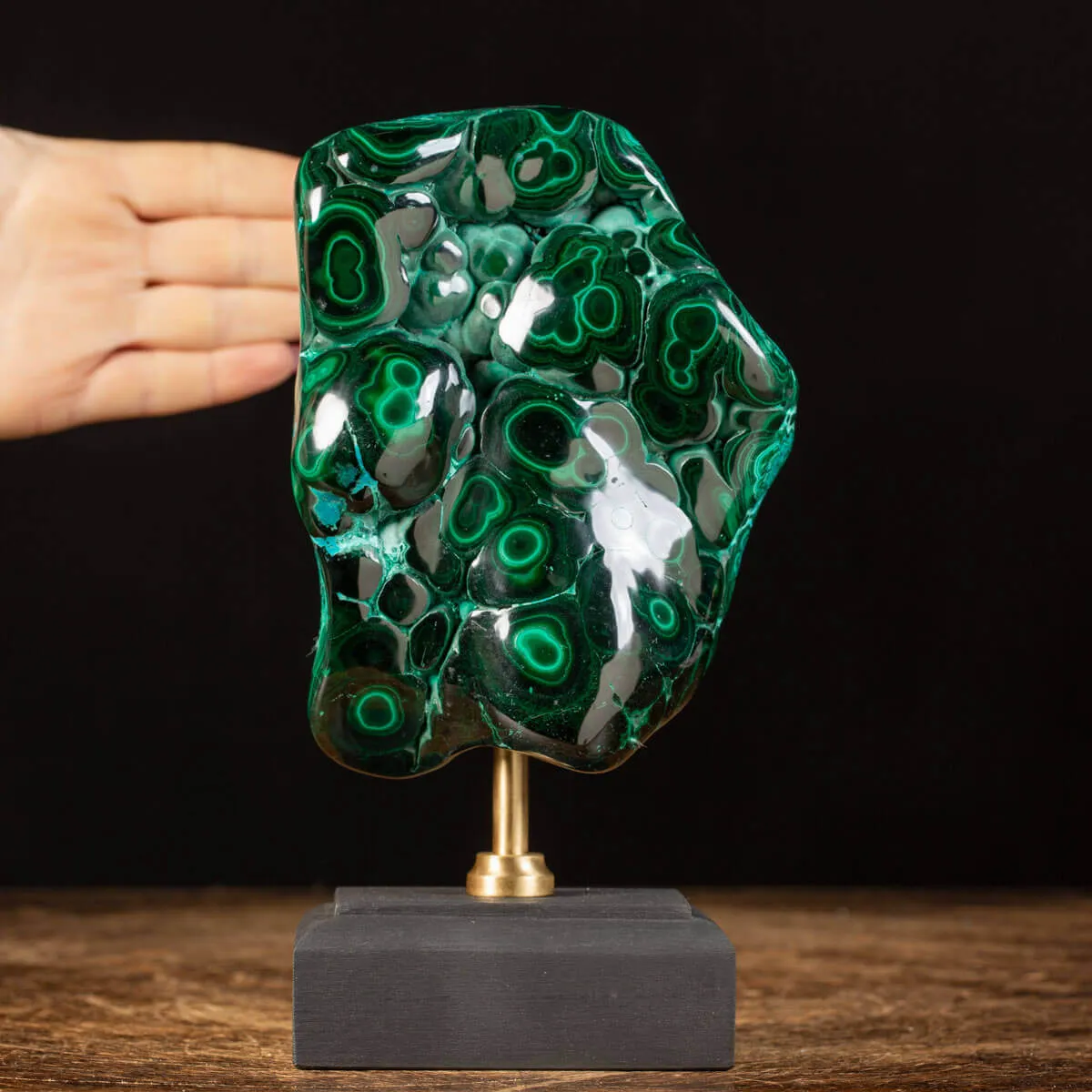 Malachite Prima Scelta Montata su Base
